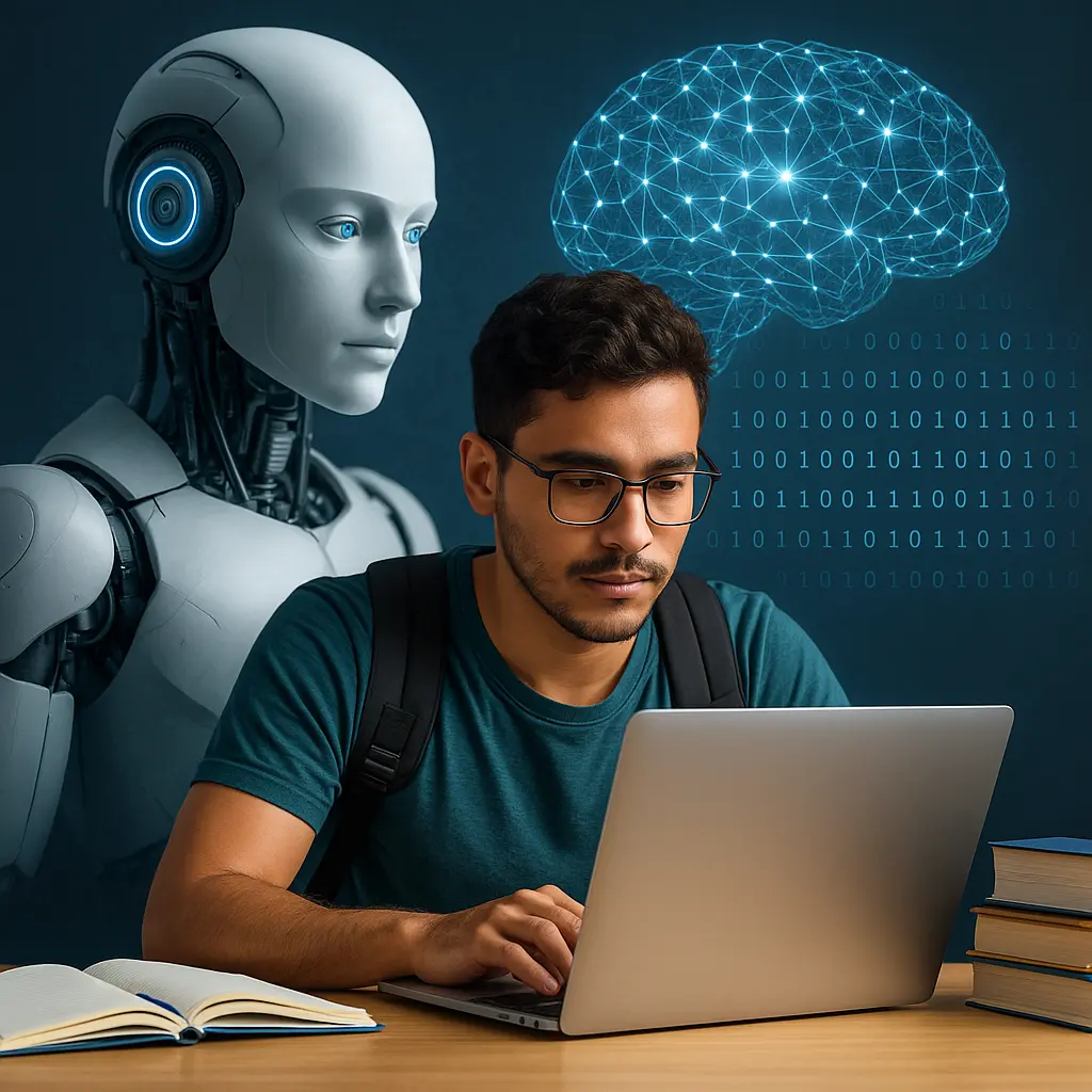 Estudante utilizando ferramentas de inteligência artificial