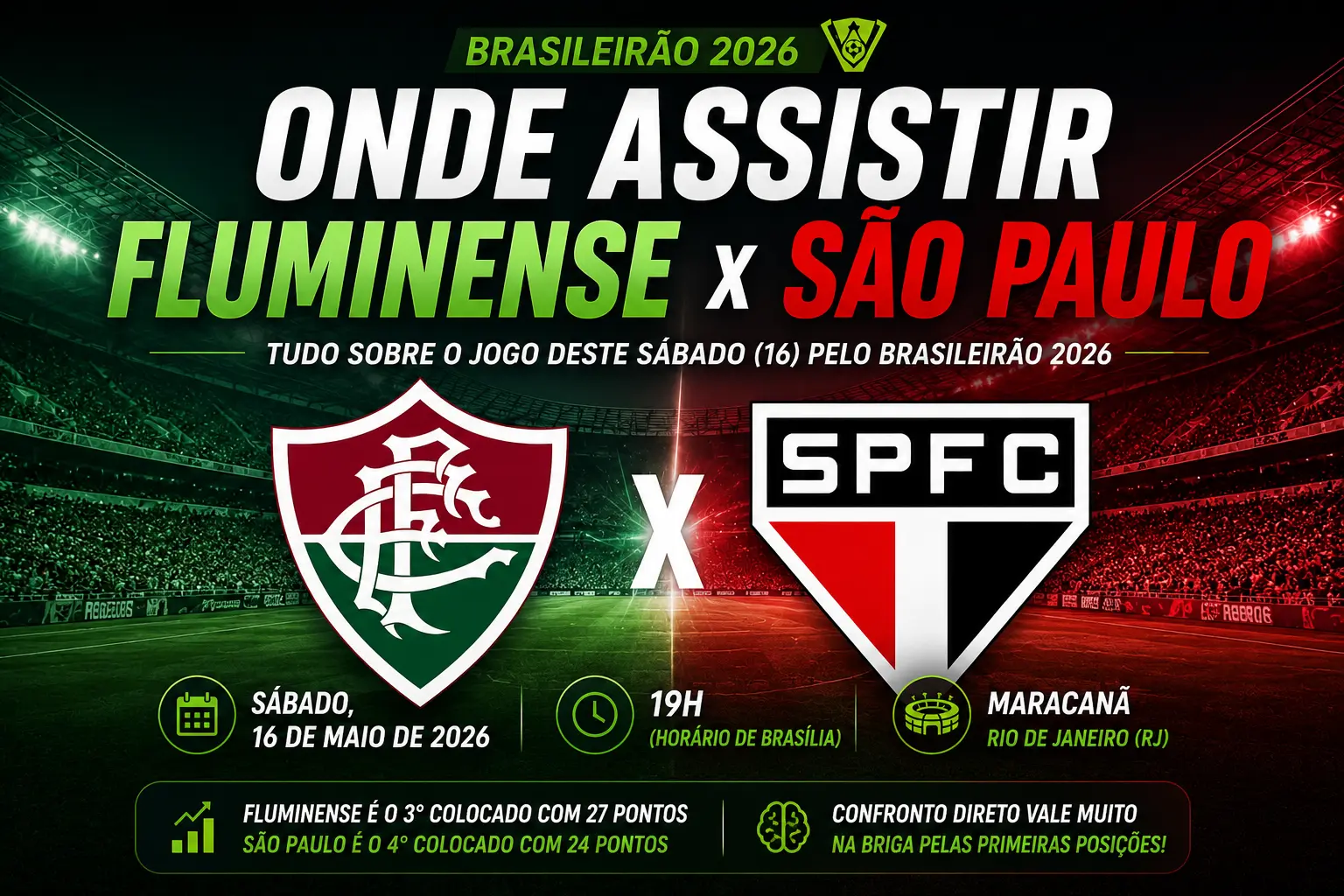 Onde assistir Fluminense x São Paulo hoje pelo Brasileirão 2026